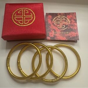 Authentic Budhagirl Gold Bangle Bracelet Set of four- Large